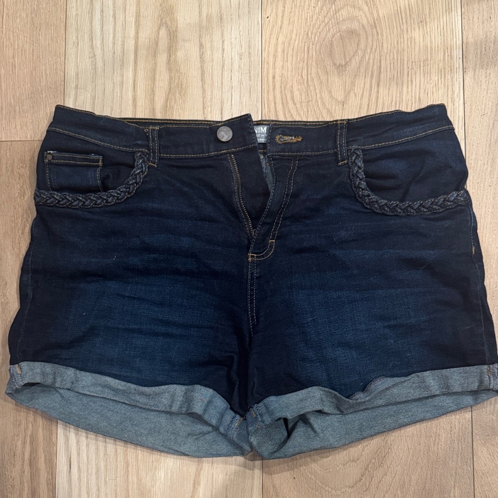 Denim shorts size is 10 perfect with sneakers or heels great condition
